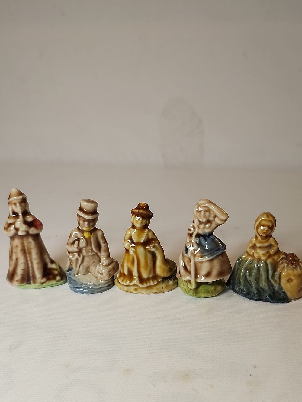 Wade England Set of Five Ceramic Figurine Toy Characters in Brown and Green